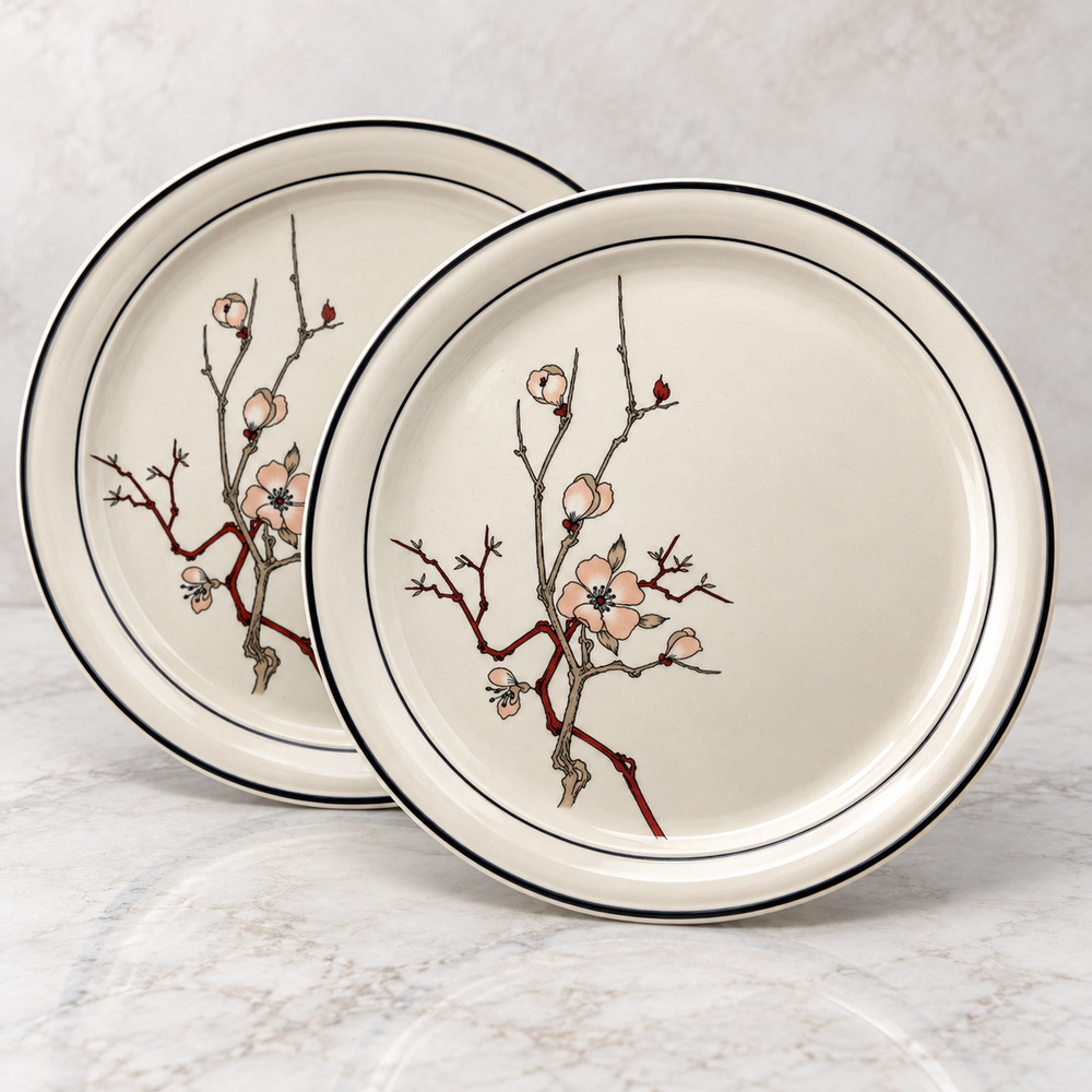 Vintage Arklow Honey Stone Tea Garden 8166 Dinner Plates Set of 2 Ireland 10.5”
